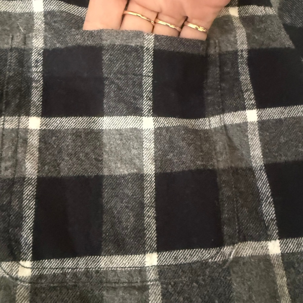 Weatherproof Vintage Mens XXL Plaid Flannel Shirt Black Gray Button Up Long Slv. - Picture 7 of 11
